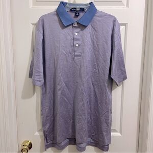 New ALAN FLUSSER GOLF POLO SHIRT size Men M Blue Short Sl Mercerized Cotton USA